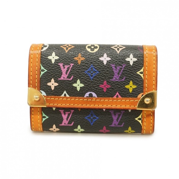 Louis Vuitton Black Wallet Noir Multicolor Plat Portomone Monogram - Picture 1 of 6